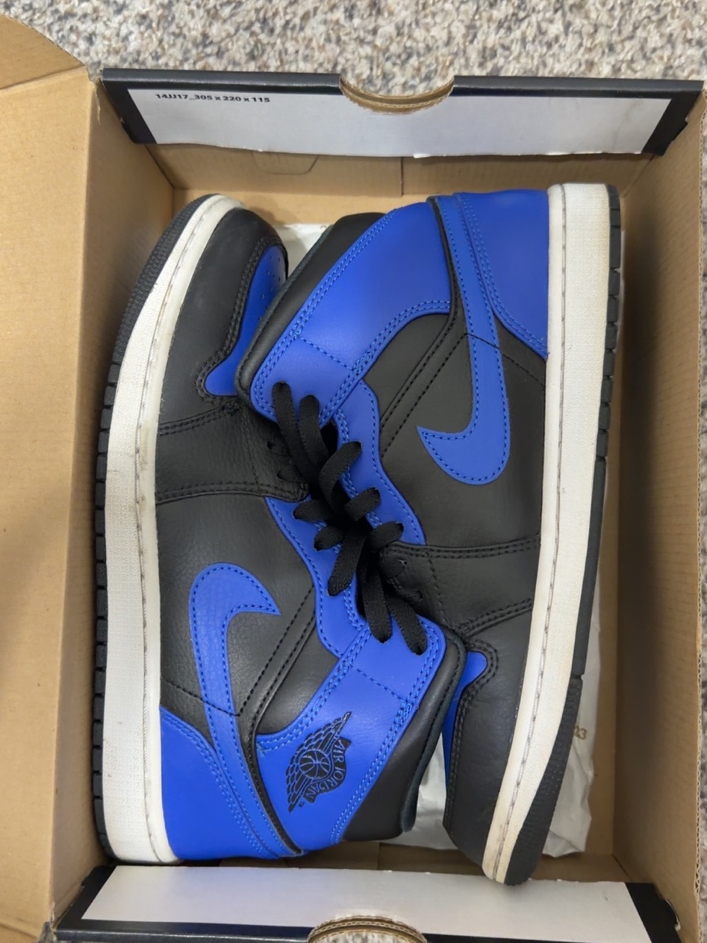 Nike Men's Black and Royal Blue High-Top Sneakers